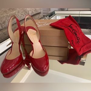 Christian Louboutin Sexy Red Picador 100 Patent Calf Slingbacks